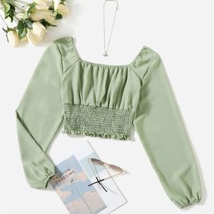Green long sleeve blouse